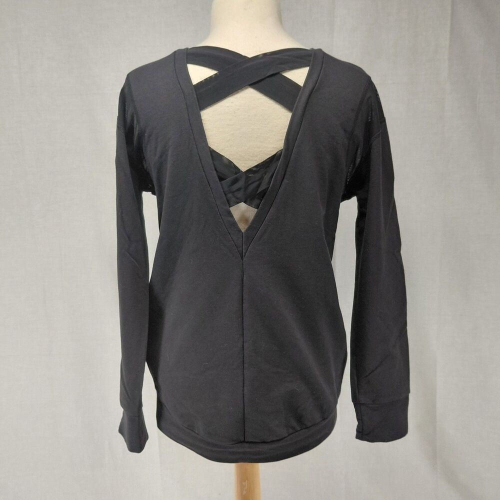 The North Face Black LS Sweatshirt w/ CrissCross Back & Mesh Arm Detail SZ S - Picture 7 of 10